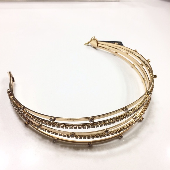 Bebe Gold Multi-Row Rhinestone Crystal Headband - Picture 2 of 4
